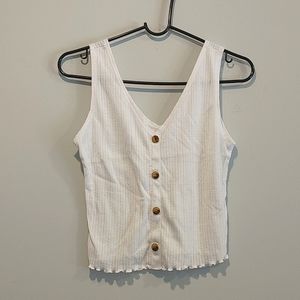 Caution to the Wind White Crop Top Tank Top